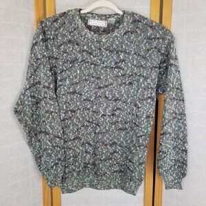 Men's 1990s Pattern Sweater Colorful Oversized Chunky Knit Size Large